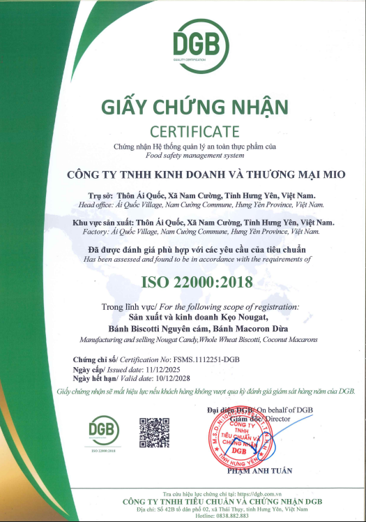 Giấy chứng nhận iso mio